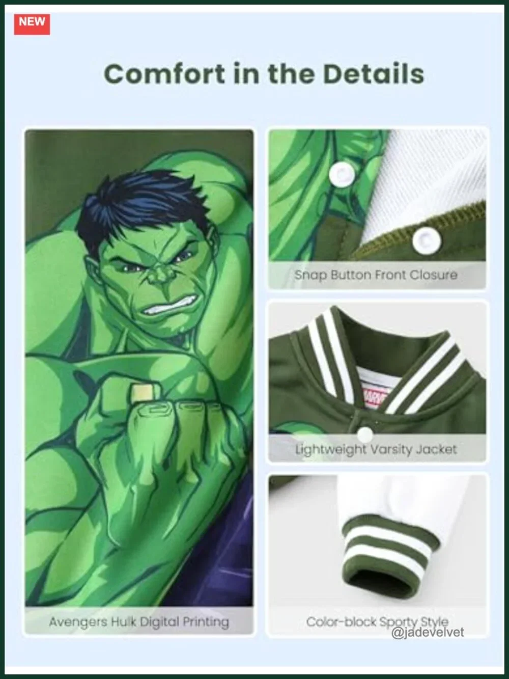 Boys Marvel Bomber Jacket Varsity Cardigan Snap Button Lightweight Coat